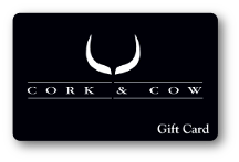 Cork and Cow logo on a solid black background.